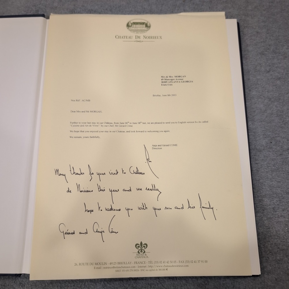 Chateau de Noirieux Cuisine and Art de Vivre Hardcover Cookbook Signed + Letter - Picture 3 of 8